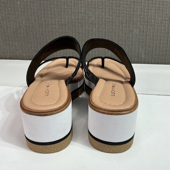 Lucky Brand Women's Black Leather Platform Sandals Size 8 M - Picture 3 of 9